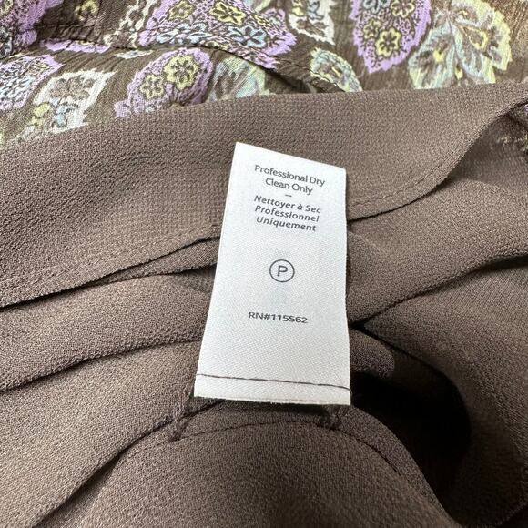 Cinq a Sept NWT Drew Georgette Floral Top Size M Smocked Bodice & Cuff Mock Neck - Picture 7 of 9